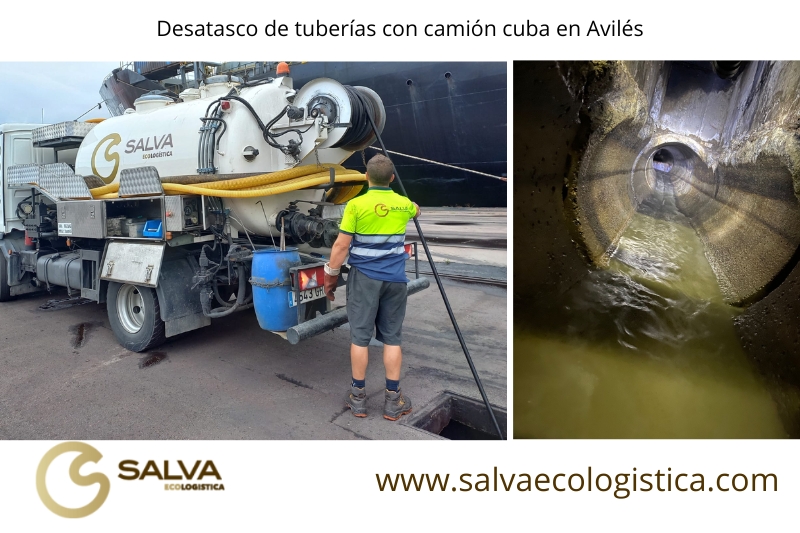 Desatasco de tuberias con camion cuba en Aviles salvaecologistica